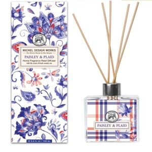 Michel Design Works Paisley & Plaid Home Fragrance Reed Diffuser 3.4 FL oz New
